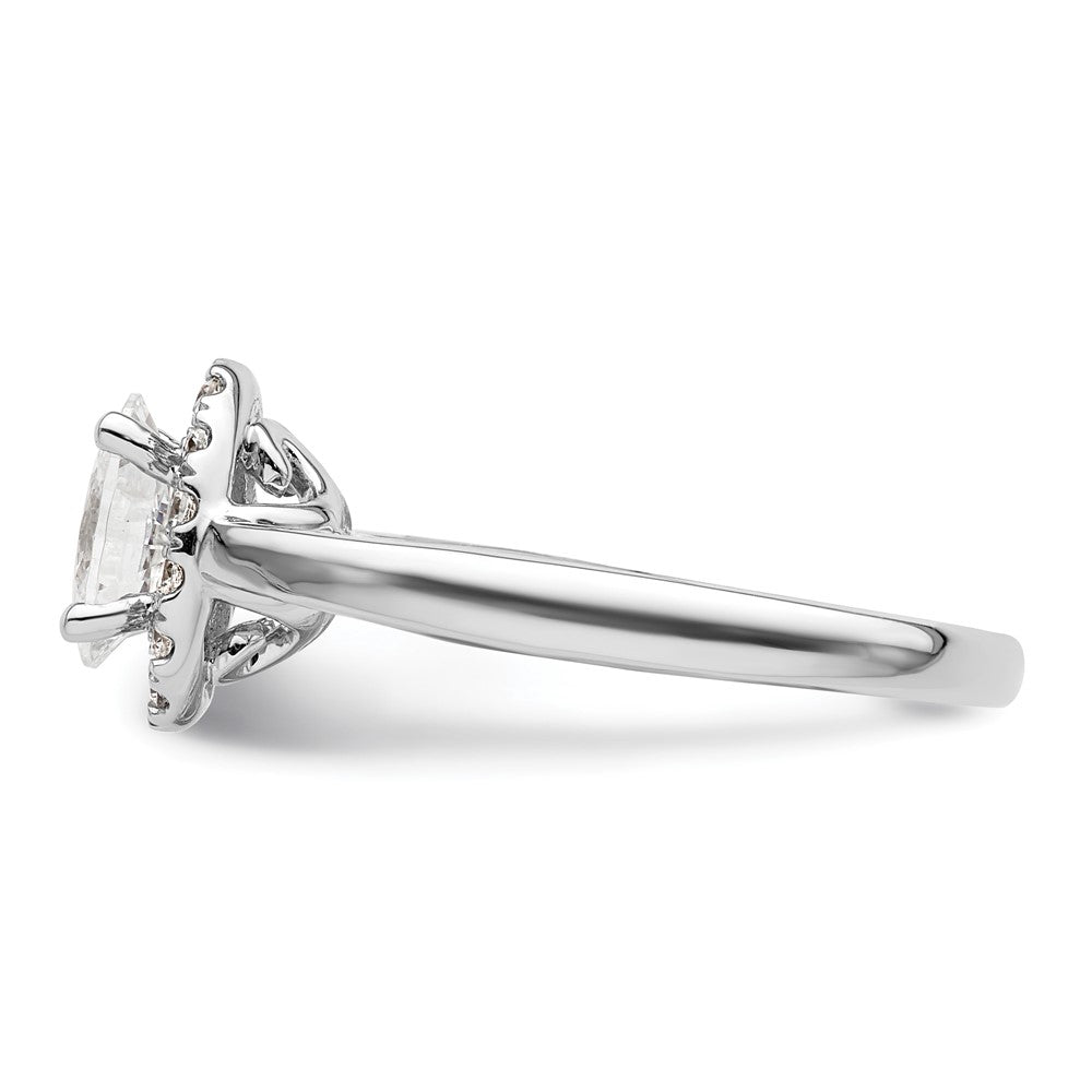 14K Weißgold Oval Heiligenschein Synthetisch Diamant Verlobungsring