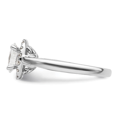 14K Weißgold Oval Heiligenschein Synthetisch Diamant Verlobungsring