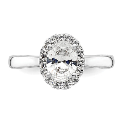 14K Weißgold Oval Heiligenschein Synthetisch Diamant Verlobungsring