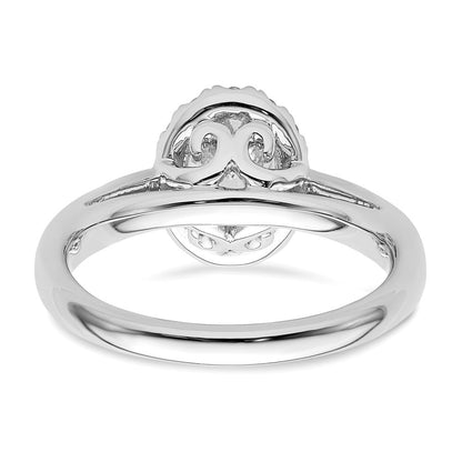 14K Weißgold Oval Heiligenschein Synthetisch Diamant Verlobungsring