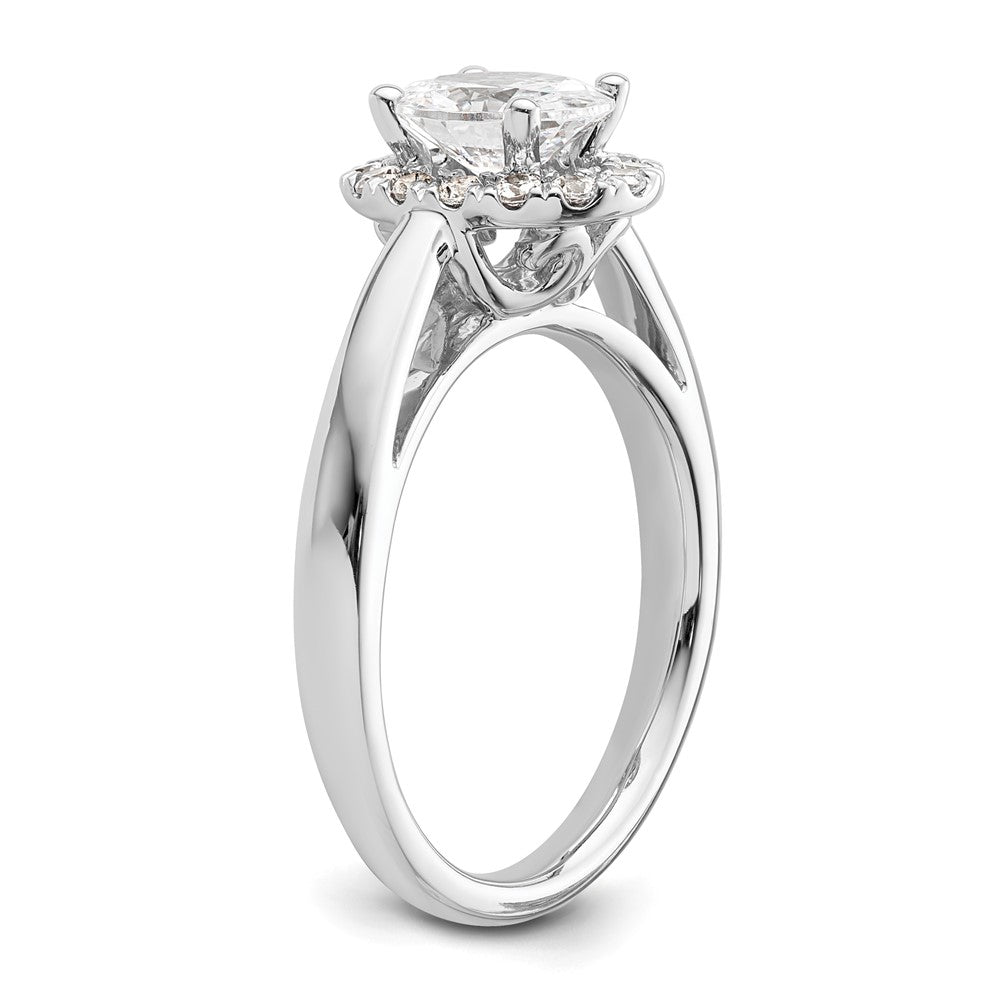 14K Weißgold Oval Heiligenschein Synthetisch Diamant Verlobungsring