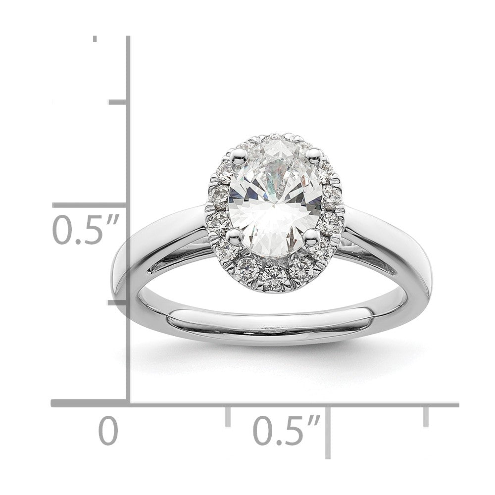14K Weißgold Oval Heiligenschein Synthetisch Diamant Verlobungsring