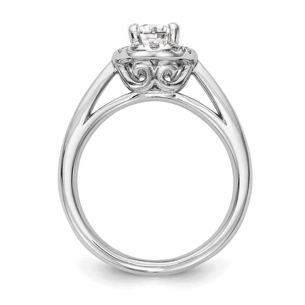 14K Weißgold Oval Heiligenschein Synthetisch Diamant Verlobungsring