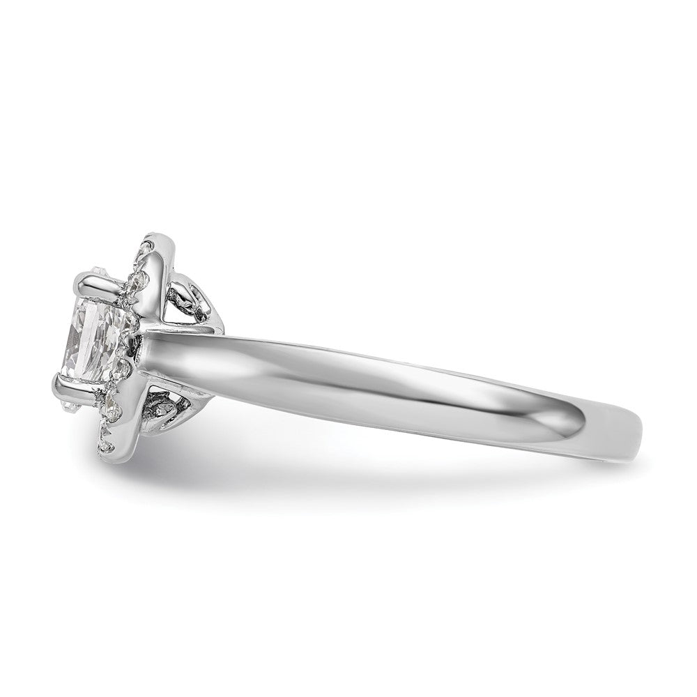 14K Weißgold Oval Heiligenschein Synthetisch Diamant Verlobungsring