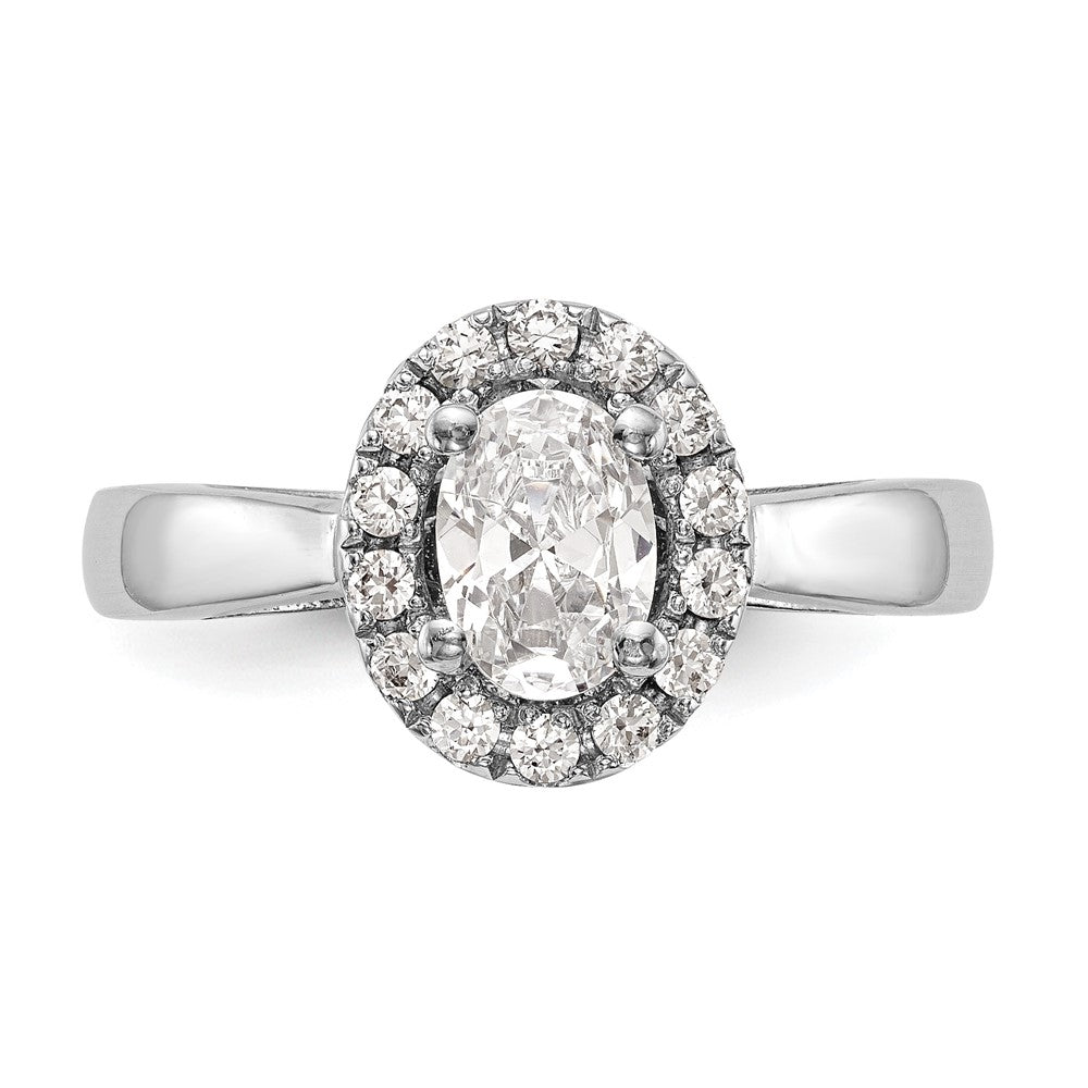 14K Weißgold Oval Heiligenschein Synthetisch Diamant Verlobungsring