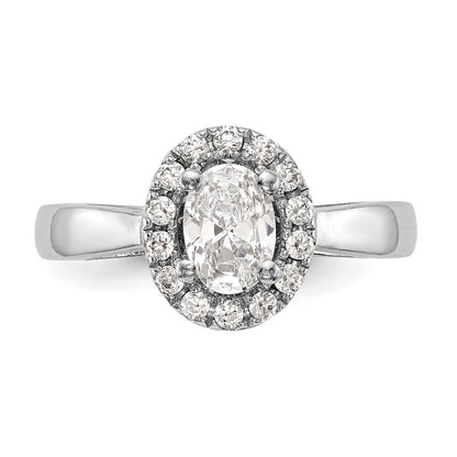 14K Weißgold Oval Heiligenschein Synthetisch Diamant Verlobungsring