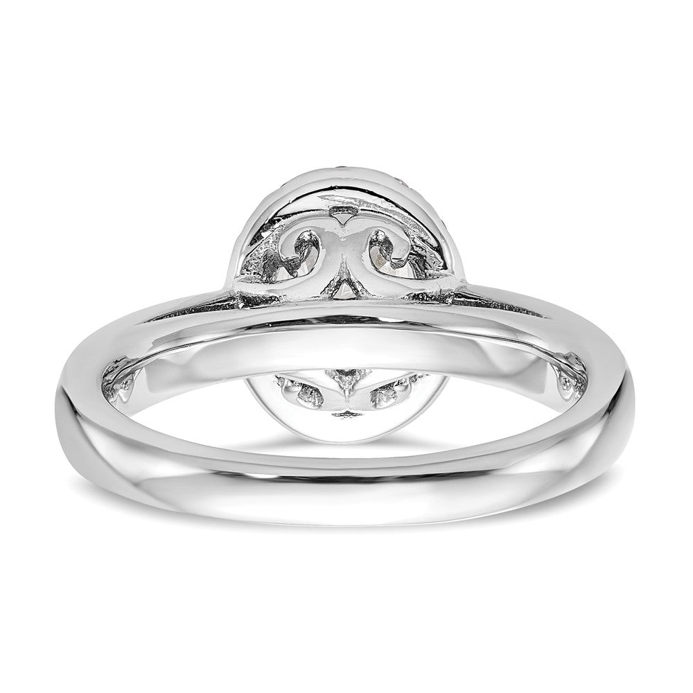 14K Weißgold Oval Heiligenschein Synthetisch Diamant Verlobungsring