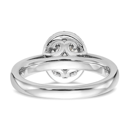 14K Weißgold Oval Heiligenschein Synthetisch Diamant Verlobungsring
