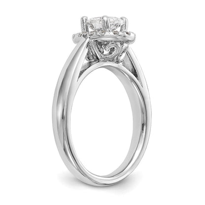 14K Weißgold Oval Heiligenschein Synthetisch Diamant Verlobungsring