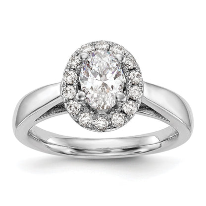 14K Weißgold Oval Heiligenschein Synthetisch Diamant Verlobungsring