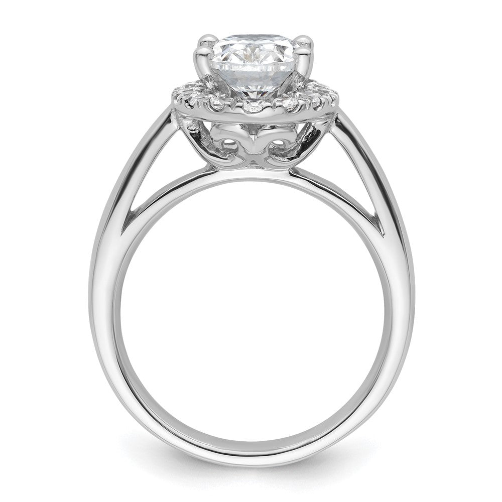 14K Weißgold Oval Heiligenschein Synthetisch Diamant Verlobungsring