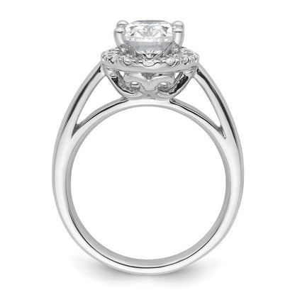 14K Weißgold Oval Heiligenschein Synthetisch Diamant Verlobungsring