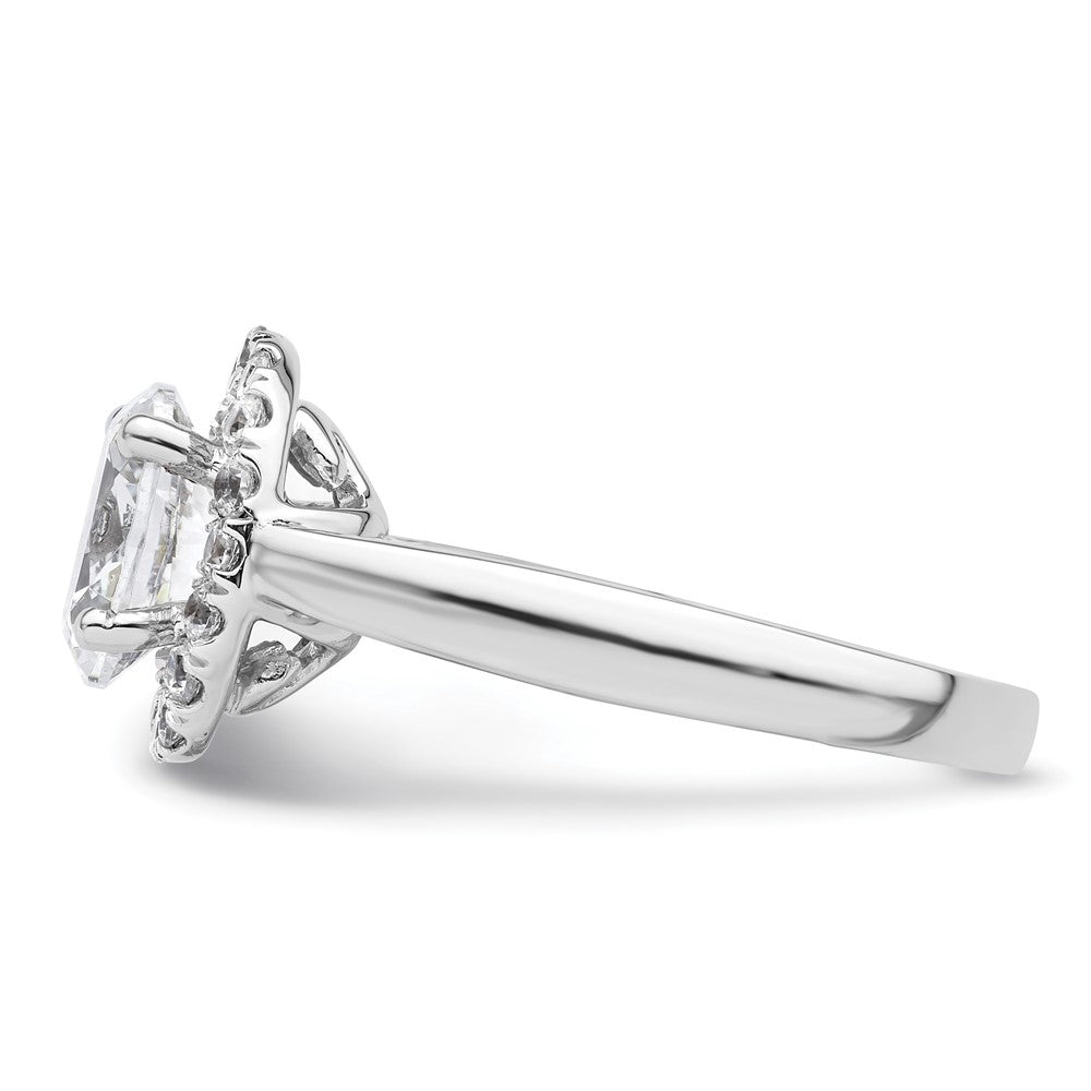 14K Weißgold Oval Heiligenschein Synthetisch Diamant Verlobungsring