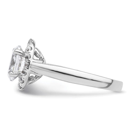 14K Weißgold Oval Heiligenschein Synthetisch Diamant Verlobungsring