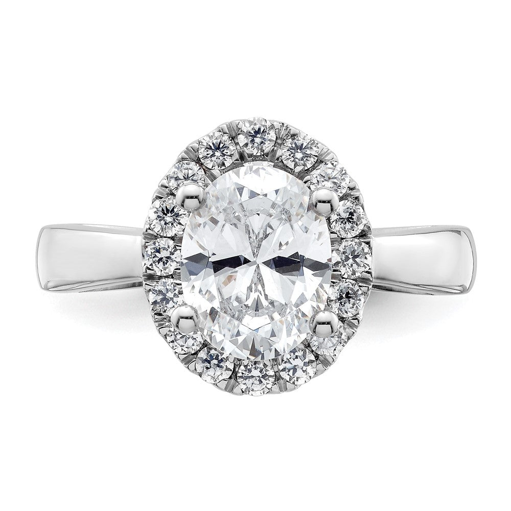 14K Weißgold Oval Heiligenschein Synthetisch Diamant Verlobungsring