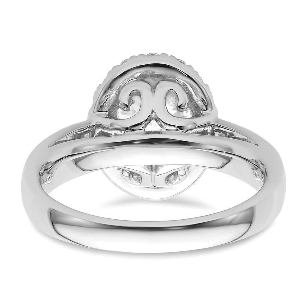 14K Weißgold Oval Heiligenschein Synthetisch Diamant Verlobungsring