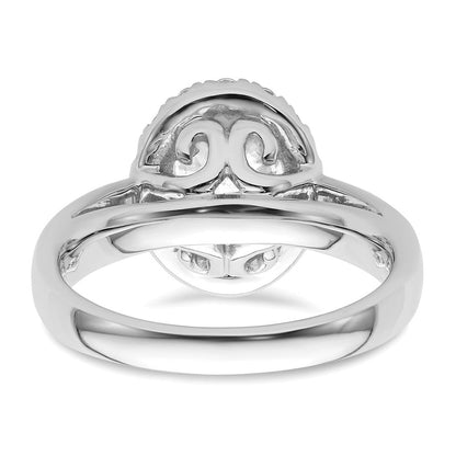14K Weißgold Oval Heiligenschein Synthetisch Diamant Verlobungsring