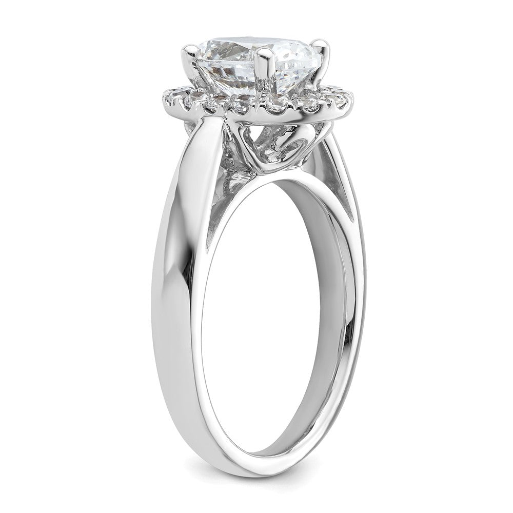 14K Weißgold Oval Heiligenschein Synthetisch Diamant Verlobungsring