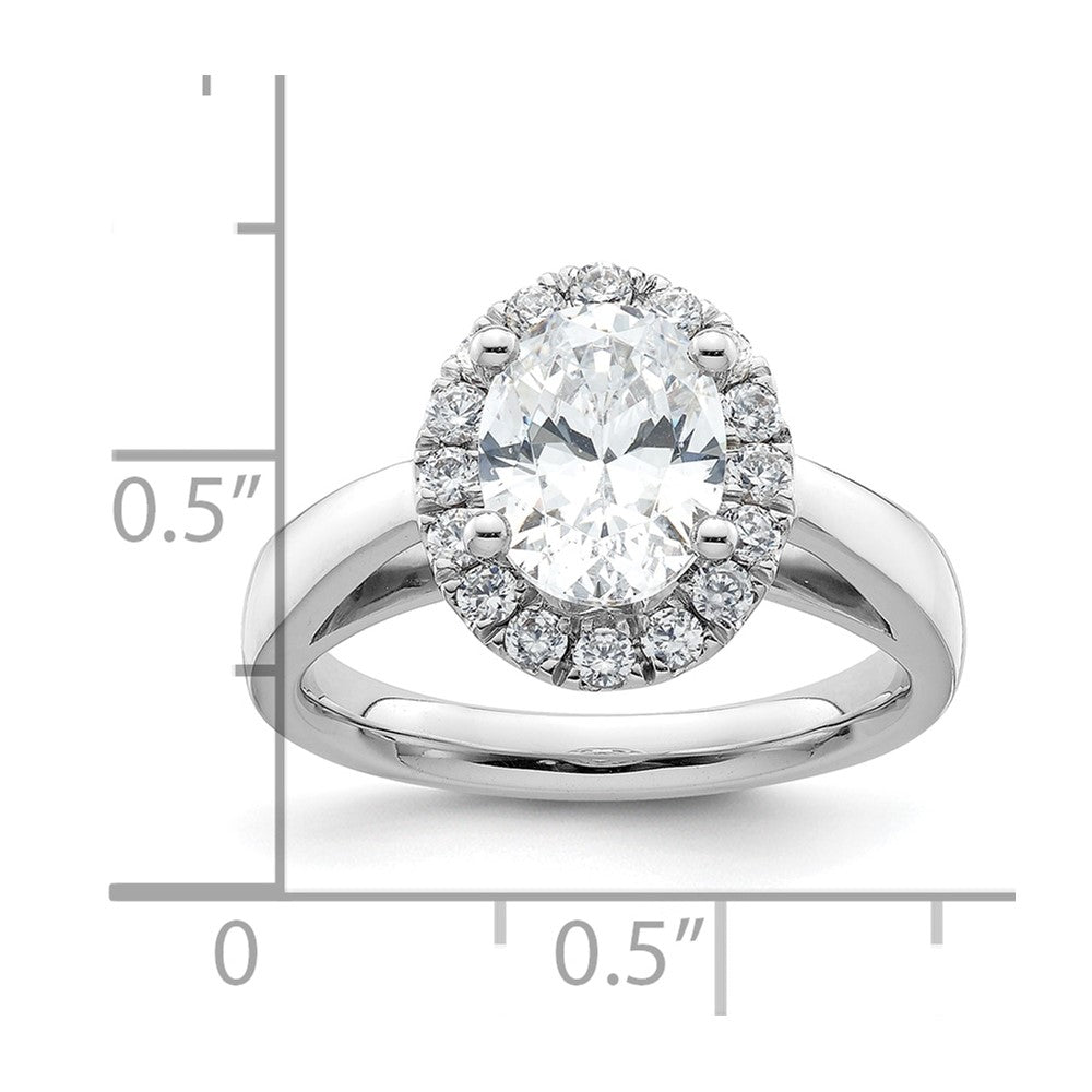14K Weißgold Oval Heiligenschein Synthetisch Diamant Verlobungsring
