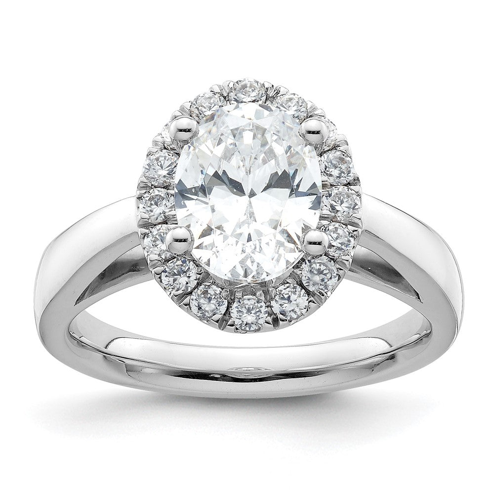 14K Weißgold Oval Heiligenschein Synthetisch Diamant Verlobungsring