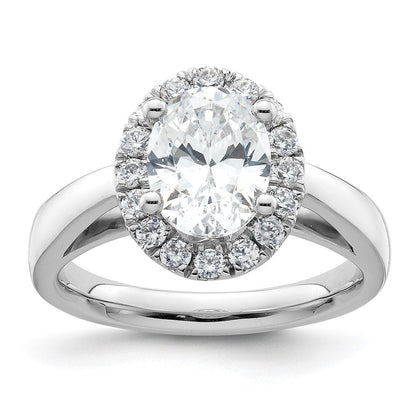 14K Weißgold Oval Heiligenschein Synthetisch Diamant Verlobungsring