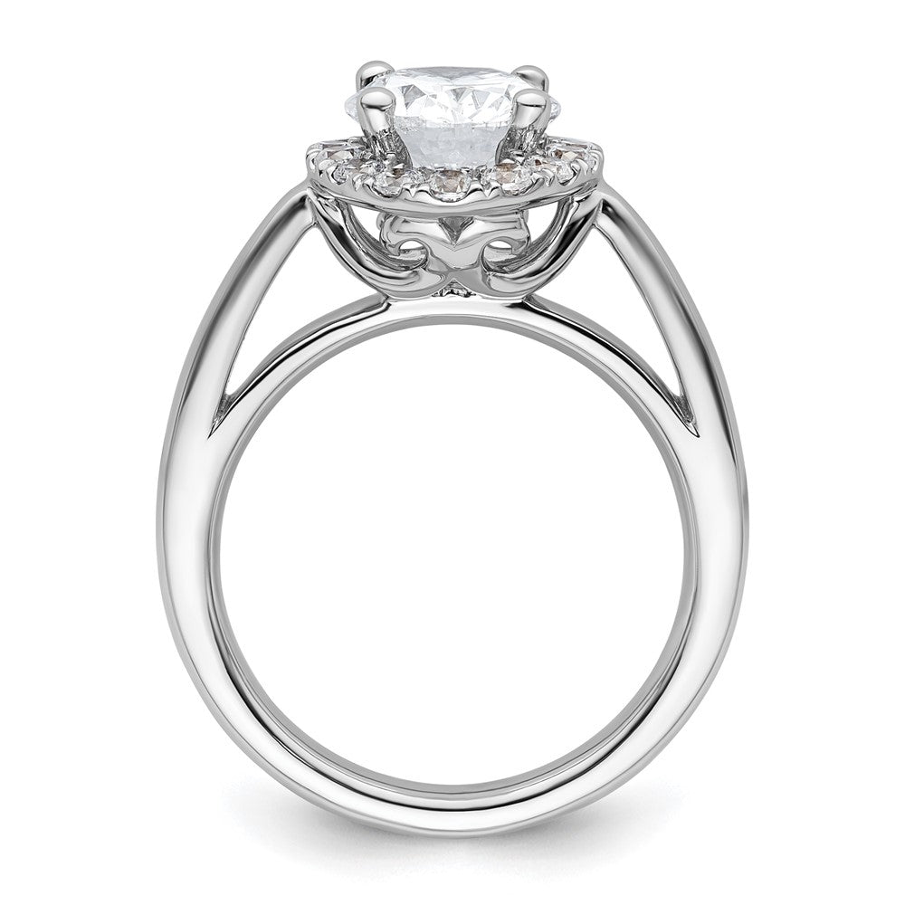 14K Weißgold Oval Heiligenschein Synthetisch Diamant Verlobungsring