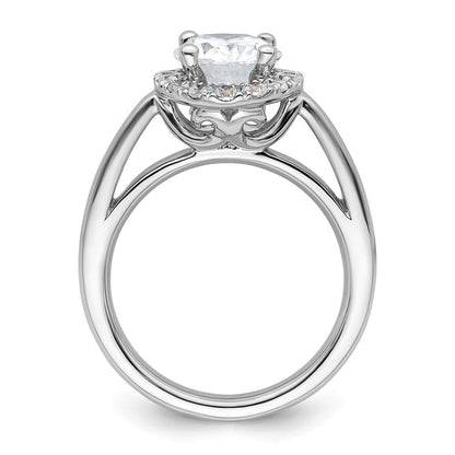14K Weißgold Oval Heiligenschein Synthetisch Diamant Verlobungsring