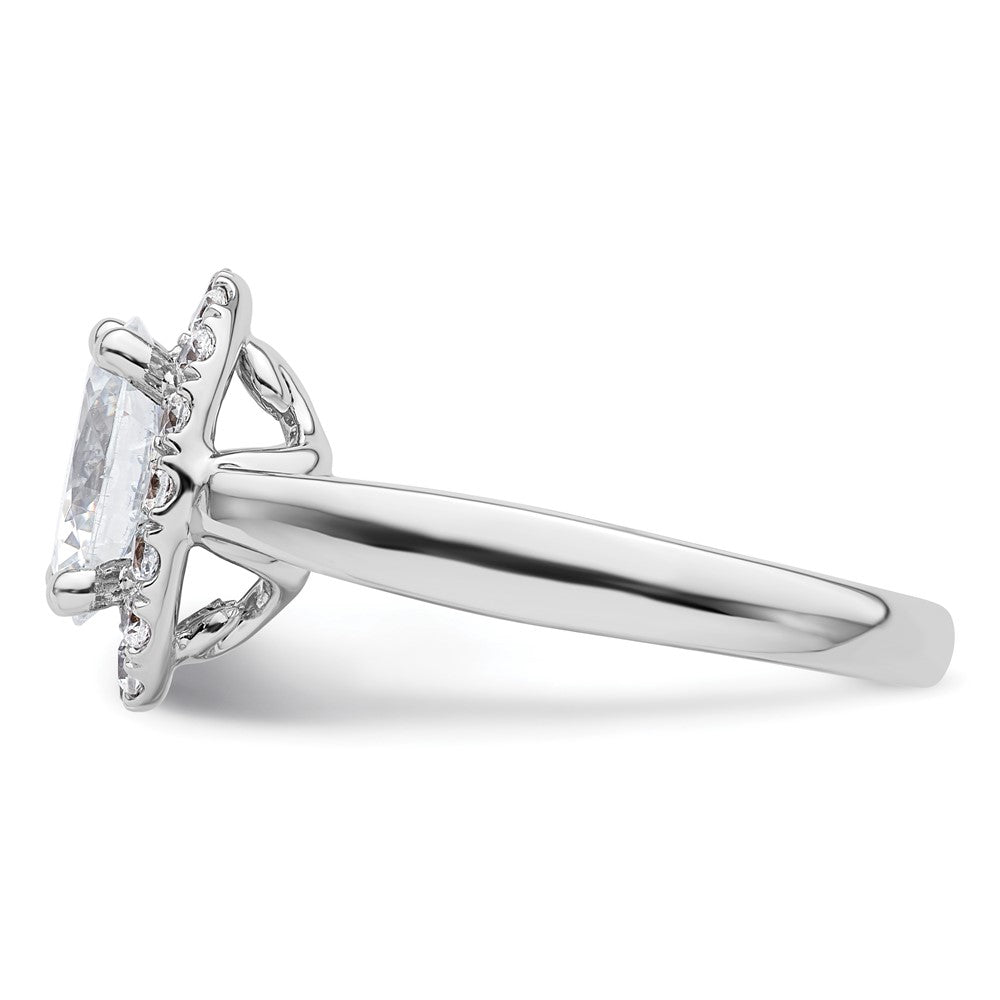 14K Weißgold Oval Heiligenschein Synthetisch Diamant Verlobungsring