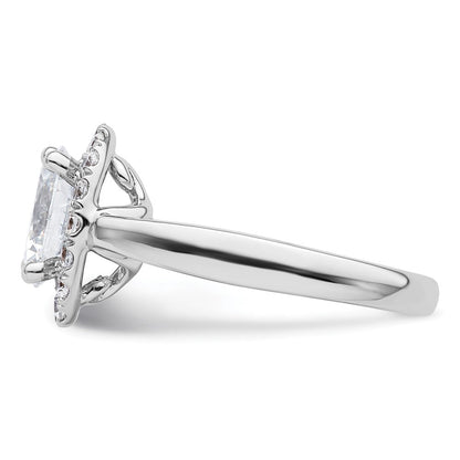 14K Weißgold Oval Heiligenschein Synthetisch Diamant Verlobungsring