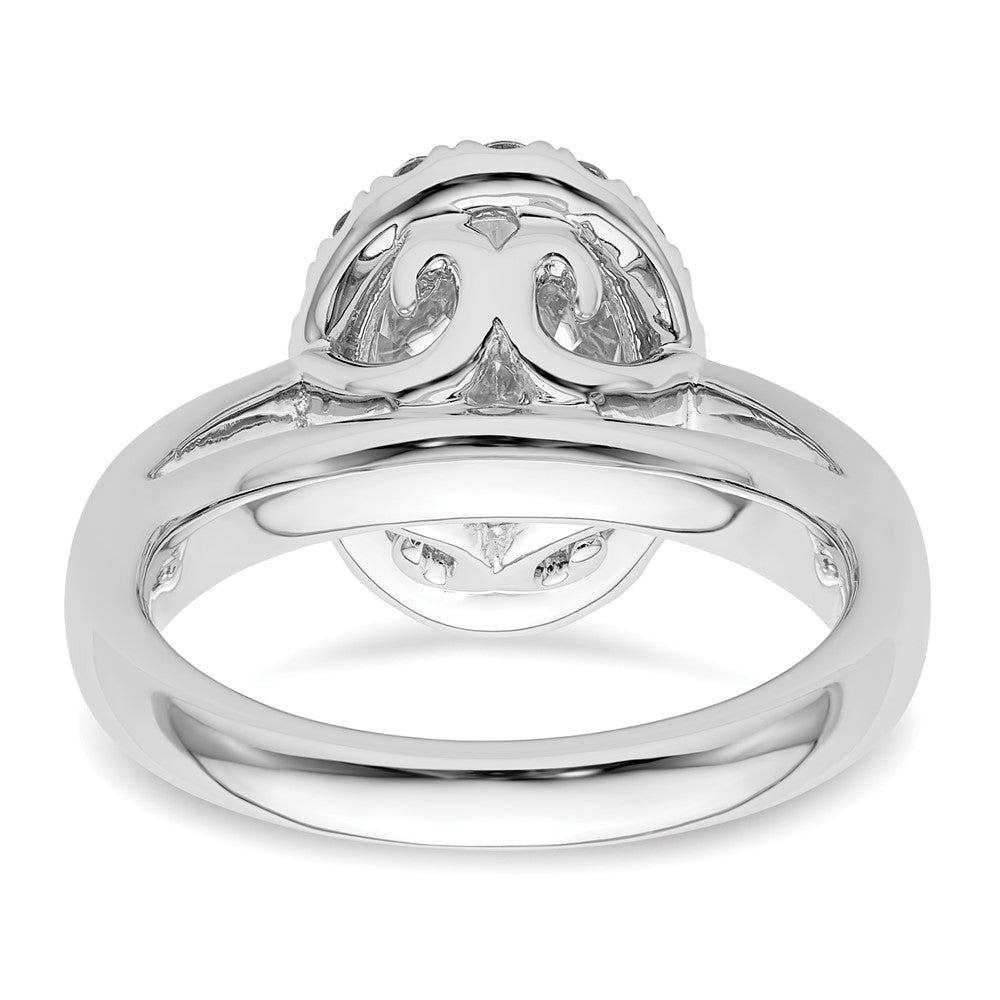 14K Weißgold Oval Heiligenschein Synthetisch Diamant Verlobungsring