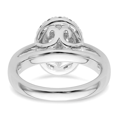 14K Weißgold Oval Heiligenschein Synthetisch Diamant Verlobungsring