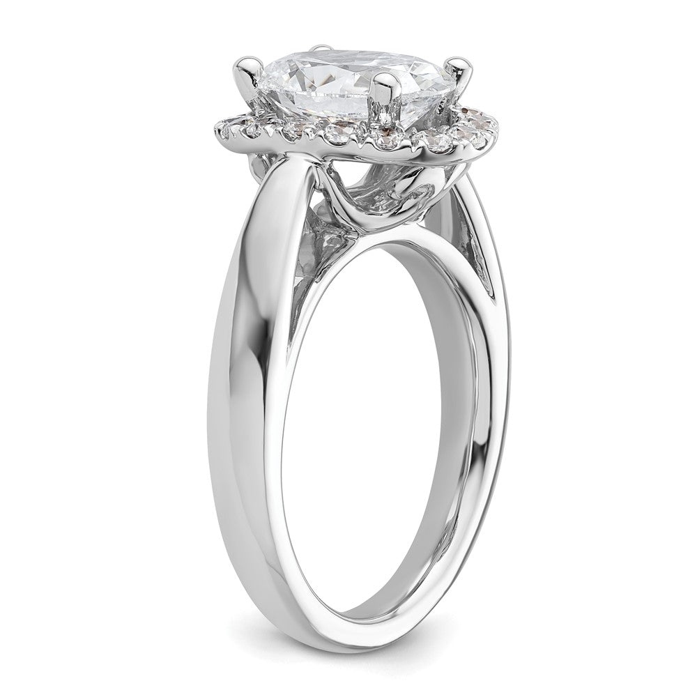 14K Weißgold Oval Heiligenschein Synthetisch Diamant Verlobungsring