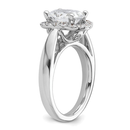 14K Weißgold Oval Heiligenschein Synthetisch Diamant Verlobungsring