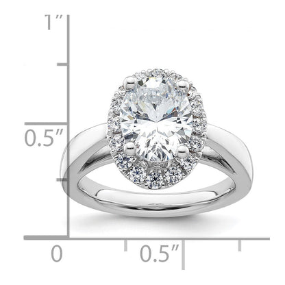14K Weißgold Oval Heiligenschein Synthetisch Diamant Verlobungsring