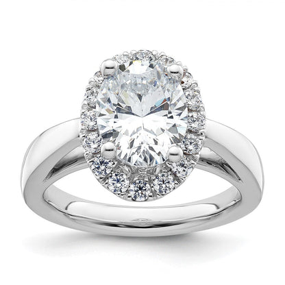 14K Weißgold Oval Heiligenschein Synthetisch Diamant Verlobungsring