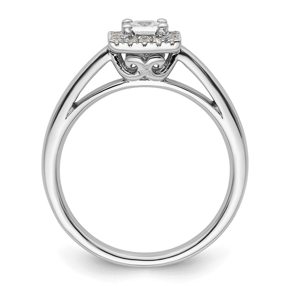 14K Weißgold Princess Heiligenschein Synthetisch Diamant Verlobungsring
