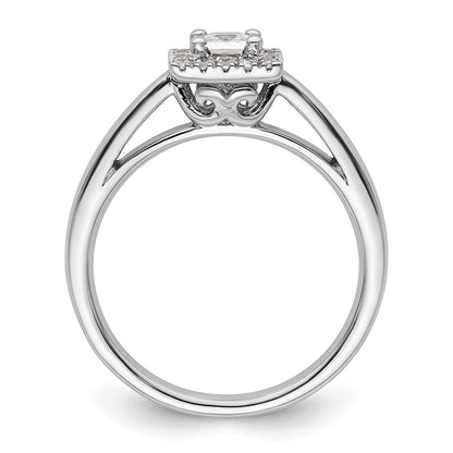 14K Weißgold Princess Heiligenschein Synthetisch Diamant Verlobungsring
