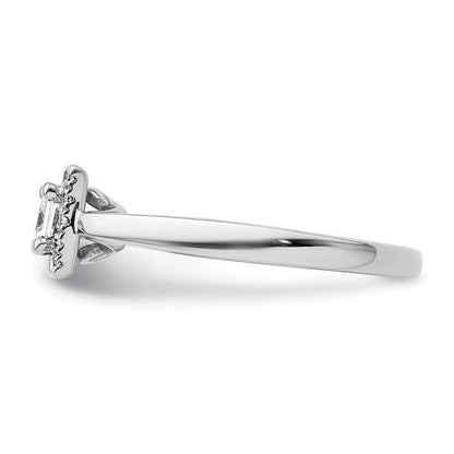 14K Weißgold Princess Heiligenschein Synthetisch Diamant Verlobungsring