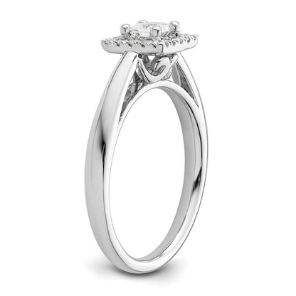 14K Weißgold Princess Heiligenschein Synthetisch Diamant Verlobungsring