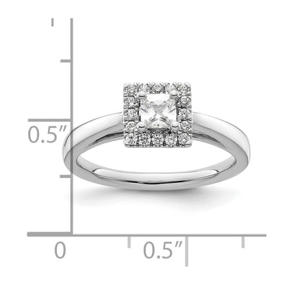 14K Weißgold Princess Heiligenschein Synthetisch Diamant Verlobungsring