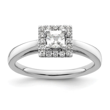 14K Weißgold Princess Heiligenschein Synthetisch Diamant Verlobungsring
