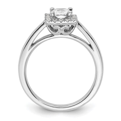 14K Weißgold Princess Heiligenschein Synthetisch Diamant Verlobungsring