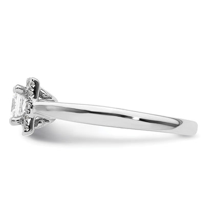 14K Weißgold Princess Heiligenschein Synthetisch Diamant Verlobungsring