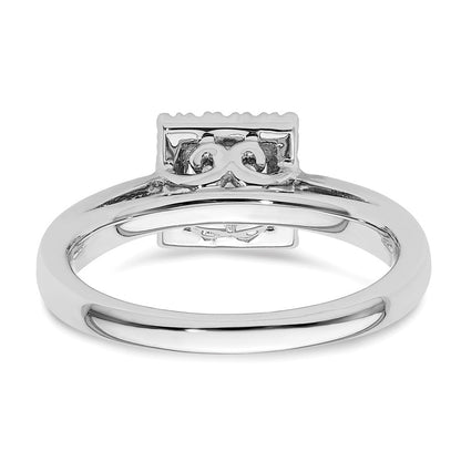 14K Weißgold Princess Heiligenschein Synthetisch Diamant Verlobungsring
