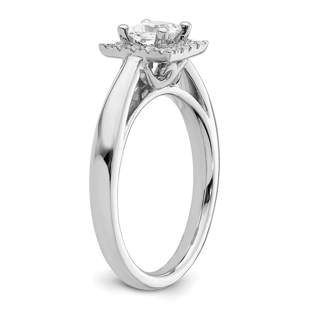 14K Weißgold Princess Heiligenschein Synthetisch Diamant Verlobungsring