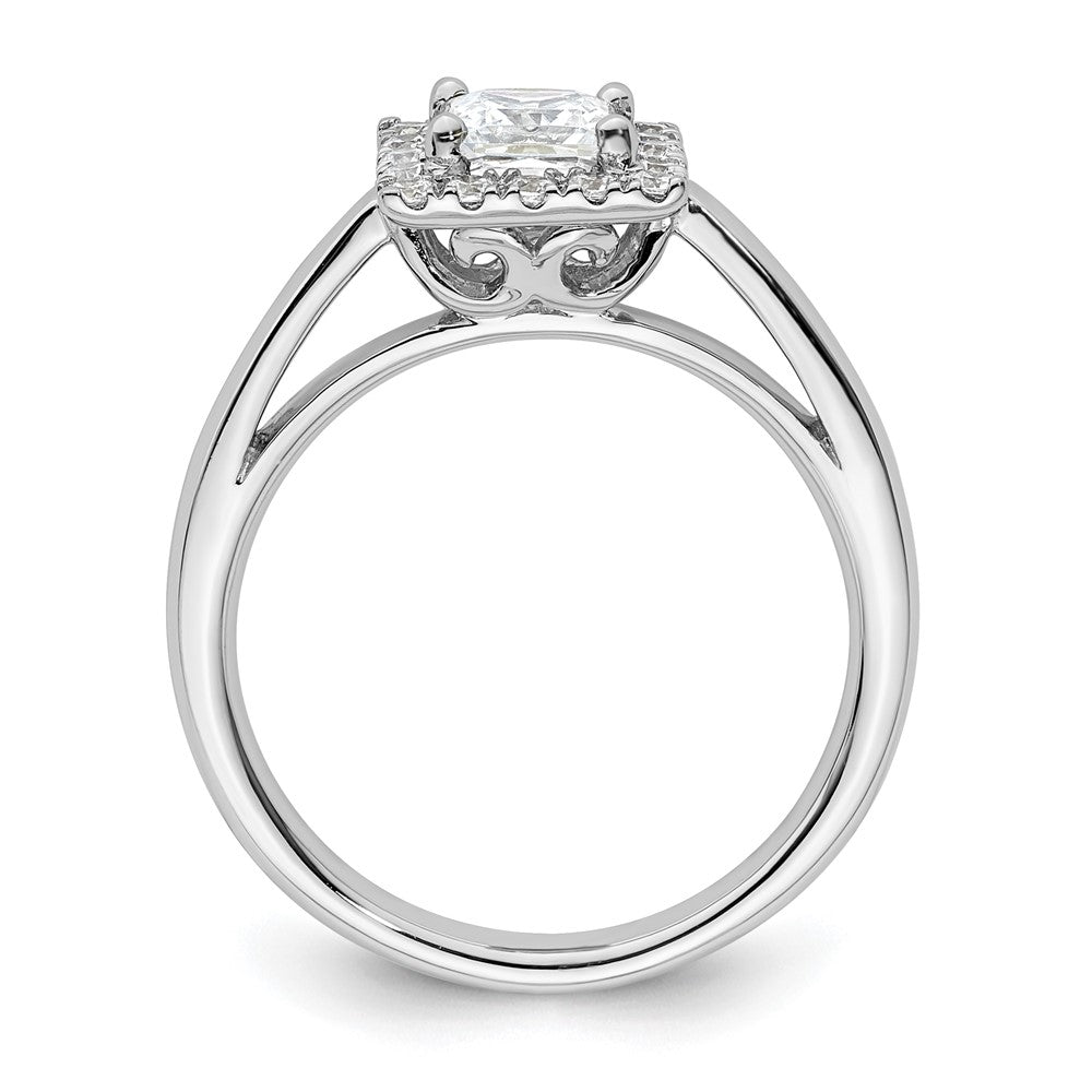14K Weißgold Princess Heiligenschein Synthetisch Diamant Verlobungsring