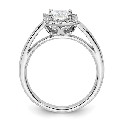 14K Weißgold Princess Heiligenschein Synthetisch Diamant Verlobungsring