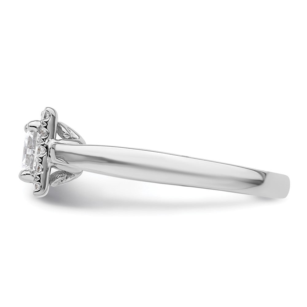 14K Weißgold Princess Heiligenschein Synthetisch Diamant Verlobungsring