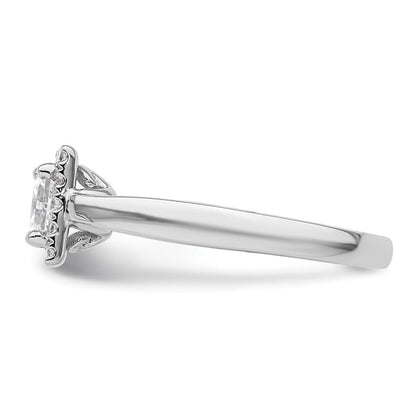 14K Weißgold Princess Heiligenschein Synthetisch Diamant Verlobungsring