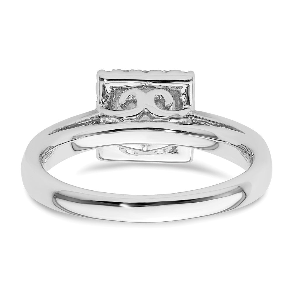 14K Weißgold Princess Heiligenschein Synthetisch Diamant Verlobungsring